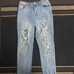 Versace Jeans Collection Blue Boyfriend Distressed Denim